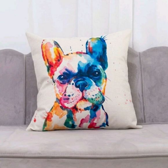 Dog Pattern Pop Art Colorful Bulldog Design Pillow Cover Pillowcase - Picture 7 of 7